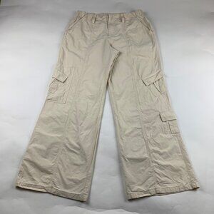 Elodie Cream Poplin Canvas Wide Leg Cargo Pant L